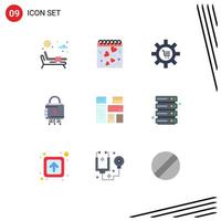 Stock Vector Icon Pack of 9 Line Signs and Symbols for secure lock configuration cyber setting Editable Vector Design Elements