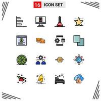 Modern Set of 16 Flat Color Filled Lines and symbols such as reply website toilet internet star Editable Creative Vector Design Elements