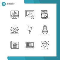 9 Creative Icons Modern Signs and Symbols of basic man devices security dper Editable Vector Design Elements