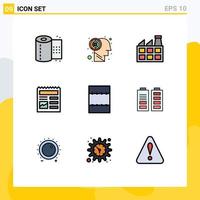 Set of 9 Modern UI Icons Symbols Signs for battery minimize factory layout ui Editable Vector Design Elements