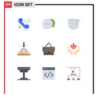 Set of 9 Vector Flat Colors on Grid for fashion technology globe software business Editable Vector Design Elements
