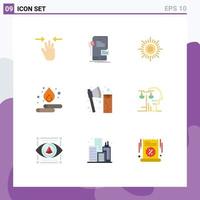 Modern Set of 9 Flat Colors Pictograph of construction energy developer water droop Editable Vector Design Elements