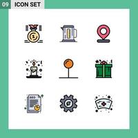 Set of 9 Modern UI Icons Symbols Signs for pin candle light hotel christmas pin Editable Vector Design Elements