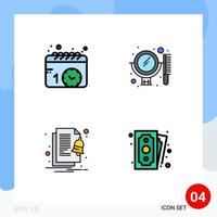 Stock Vector Icon Pack of 4 Line Signs and Symbols for calendar file watch mirror notify Editable Vector Design Elements