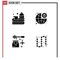 Group of 4 Modern Solid Glyphs Set for ball bee game lock pot Editable Vector Design Elements