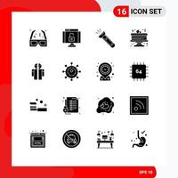 16 iconos creativos signos y símbolos modernos de la celebración de la antorcha navideña rota senderismo elementos de diseño vectorial editables vector