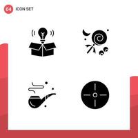 Pictogram Set of 4 Simple Solid Glyphs of box pipe light halloween fathers Editable Vector Design Elements