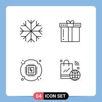 4 Creative Icons Modern Signs and Symbols of nature cpu dinner present hardware Editable Vector Design Elements
