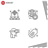4 Thematic Vector Filledline Flat Colors and Editable Symbols of business human management time virtual reality Editable Vector Design Elements
