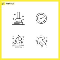 Pictogram Set of 4 Simple Filledline Flat Colors of bath park watch clock up Editable Vector Design Elements