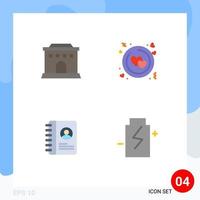 Modern Set of 4 Flat Icons and symbols such as building user circle valentine eco Editable Vector Design Elements