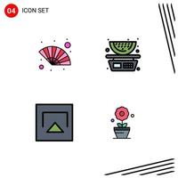 Set of 4 Modern UI Icons Symbols Signs for fan airplay wind balance plant Editable Vector Design Elements