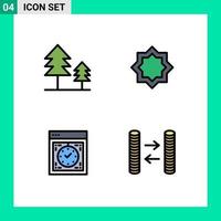 4 Universal Filledline Flat Color Signs Symbols of cypress development art star watch Editable Vector Design Elements