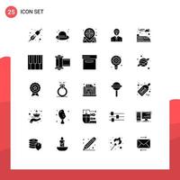 Modern Set of 25 Solid Glyphs Pictograph of suburban growth location light idea Editable Vector Design Elements