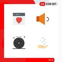 4 User Interface Flat Icon Pack of modern Signs and Symbols of app party sound birthday hand Editable Vector Design Elements