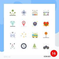 Set of 16 Modern UI Icons Symbols Signs for medical resources structure organization leadership Editable Pack of Creative Vector Design Elements
