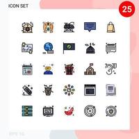 Modern Set of 25 Filled line Flat Colors and symbols such as buy hand bag engineering bag chat Editable Vector Design Elements