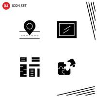 Set of Vector Solid Glyphs on Grid for road native map advertising puzzle Editable Vector Design Elements