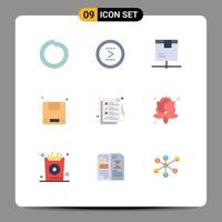 conjunto de 9 iconos de interfaz de usuario modernos signos de símbolos para documentos envío entrega entrega envío elementos de diseño vectorial editables vector