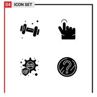 Pictogram Set of 4 Simple Solid Glyphs of diet faq gym touch solution Editable Vector Design Elements