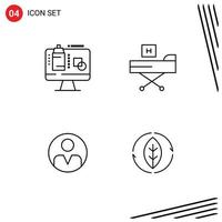 Line Pack of 4 Universal Symbols of computer personal presentation fitness profile Editable Vector Design Elements