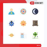 9 Flat Color concept for Websites Mobile and Apps biscuits fix moon technical maintenance Editable Vector Design Elements