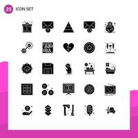 Solid Glyph Pack of 25 Universal Symbols of cogs landmark pyramid investment retry Editable Vector Design Elements