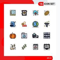 Universal Icon Symbols Group of 16 Modern Flat Color Filled Lines of rope knot gift camping rope man Editable Creative Vector Design Elements