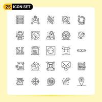 Pictogram Set of 25 Simple Lines of currency research candies microorganism bacteria Editable Vector Design Elements