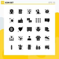 Universal Icon Symbols Group of 25 Modern Solid Glyphs of plug profit love money financial Editable Vector Design Elements