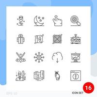 Universal Icon Symbols Group of 16 Modern Outlines of elevator medical touch broken setting Editable Vector Design Elements