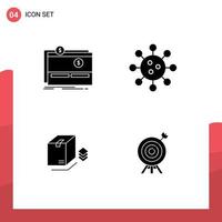 Set of 4 Modern UI Icons Symbols Signs for crowdfunding laboratory platform biology surprize Editable Vector Design Elements