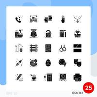 Modern Set of 25 Solid Glyphs and symbols such as accessories gesture light four sport Editable Vector Design Elements