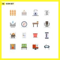 Pictogram Set of 16 Simple Flat Colors of retrieve email lock pad download dna Editable Pack of Creative Vector Design Elements