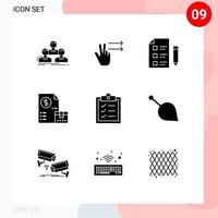 Pictogram Set of 9 Simple Solid Glyphs of payment market education invoice test Editable Vector Design Elements