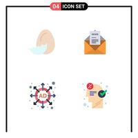 Editable Vector Line Pack of 4 Simple Flat Icons of egg ad spring business strategy Editable Vector Design Elements