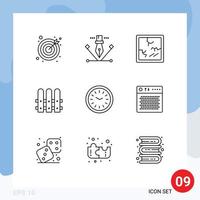 9 Outline concept for Websites Mobile and Apps wall clock iftar halloween dinner house Editable Vector Design Elements