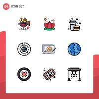 9 iconos creativos signos y símbolos modernos de gráficos de hamburguesas de datos de nivel grandes elementos de diseño vectorial editables vector