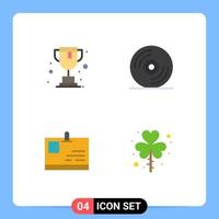 Stock Vector Icon Pack of 4 Line Signs and Symbols for online pass disc card leaf Editable Vector Design Elements