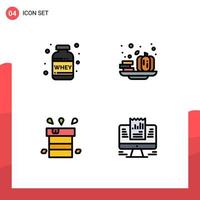 Stock Vector Icon Pack of 4 Line Signs and Symbols for nutrition dry whey pumpkin resistant Editable Vector Design Elements