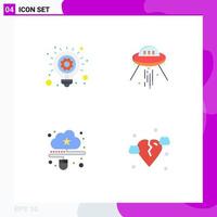 Set of 4 Modern UI Icons Symbols Signs for bulb cloud business idea ship data Editable Vector Design Elements