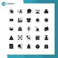 Group of 25 Solid Glyphs Signs and Symbols for electric success scanning climb happy Editable Vector Design Elements