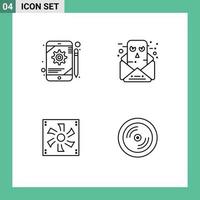 4 Creative Icons Modern Signs and Symbols of app compter tablet conversation device Editable Vector Design Elements