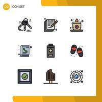 Set of 9 Modern UI Icons Symbols Signs for beach minus sauna battery phone Editable Vector Design Elements