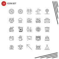 Pictogram Set of 25 Simple Lines of dad journey teachers stop signal Editable Vector Design Elements