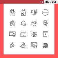 Pack of 16 Modern Outlines Signs and Symbols for Web Print Media such as support political insurance american tablet Editable Vector Design Elements