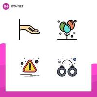 Stock Vector Icon Pack of 4 Line Signs and Symbols for alms caution balloons holiday attention Editable Vector Design Elements