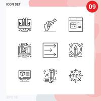 Universal Icon Symbols Group of 9 Modern Outlines of arrow finance code coaching development Editable Vector Design Elements