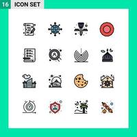 Set of 16 Vector Flat Color Filled Lines on Grid for search file ignition key process bonus Editable Creative Vector Design Elements