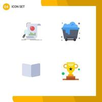4 Thematic Vector Flat Icons and Editable Symbols of analysis book financial trash layout Editable Vector Design Elements